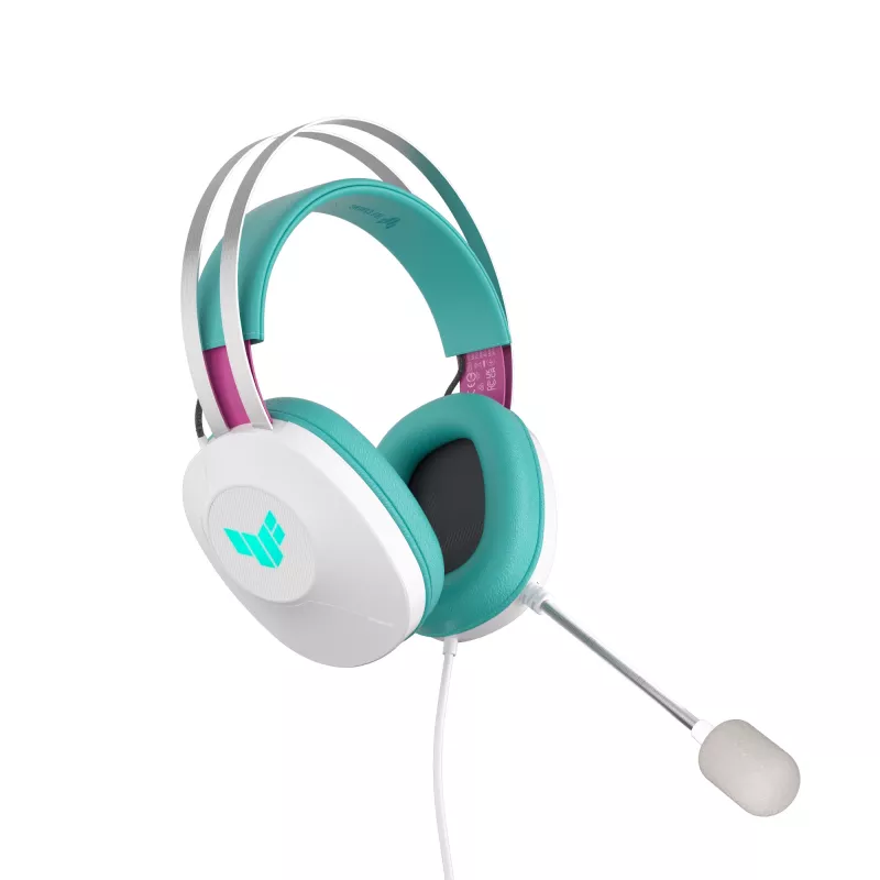 ASUS TUF Gaming H1 Gen II Hatsune Miku Edition peakomplekt Juhtmega ühendatav Peakomplekti kinnituse tüüp USB Type-A Roosa, Türkiissinine, Valge