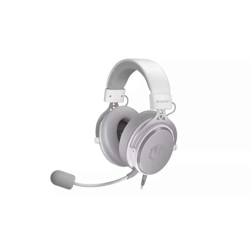 Juhtmega binauralsed kõrvaklapid ENDORFY VIRO Plus USB Onyx Valge — 5,3 cm draiverid, 20–20 000 Hz, 98 dB, 32 Ω, eemaldatav poomiga mikrofon, 2,9 m kaabel