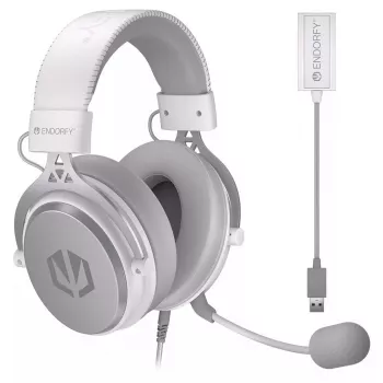 Juhtmega binauralsed kõrvaklapid ENDORFY VIRO Plus USB Onyx Valge — 5,3 cm draiverid, 20–20 000 Hz, 98 dB, 32 Ω, eemaldatav poomiga mikrofon, 2,9 m kaabel