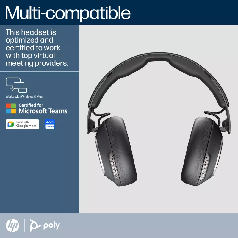 HP Poly Voyager Surround 80 UC Microsoft Teams Certified USB-C Peakomplekt +USB-C/A adapter