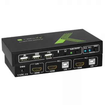 Techly 2x1 USB HDMI 4Kx2K IDATA KVM-HDMI2U KVM-lüliti must