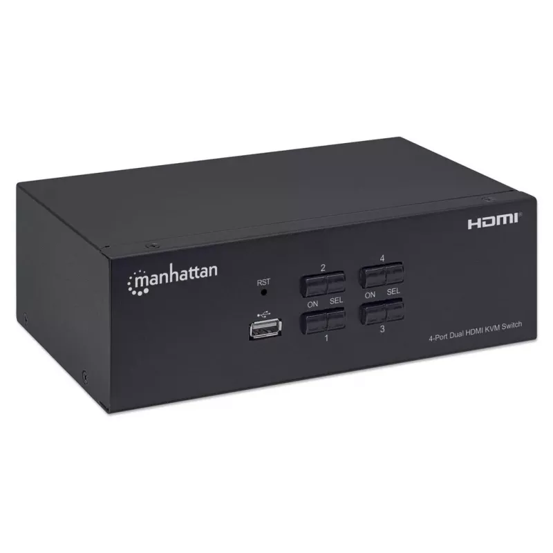 KVM-lüliti Manhattan 4-pordiline 4K@30Hz USB-A heli mikrofon