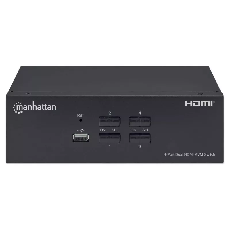 KVM-lüliti Manhattan 4-pordiline 4K@30Hz USB-A heli mikrofon