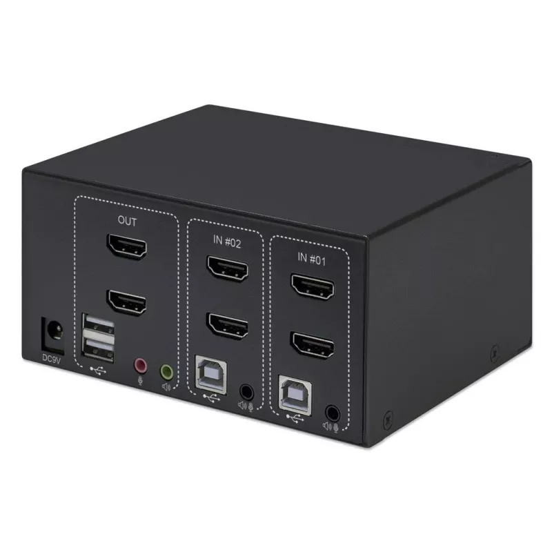 KVM Switch Manhattan 2-pordiline 4K HDMI USB Audio Juhtimine 2 Arvutit