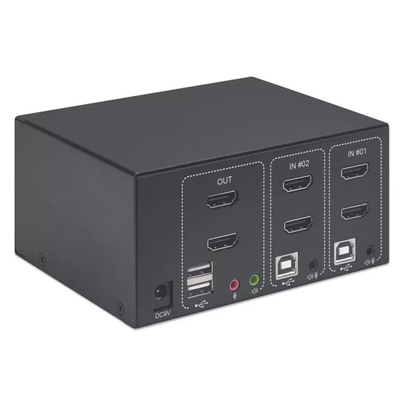 KVM Switch Manhattan 2-pordiline 4K HDMI USB Audio Juhtimine 2 Arvutit