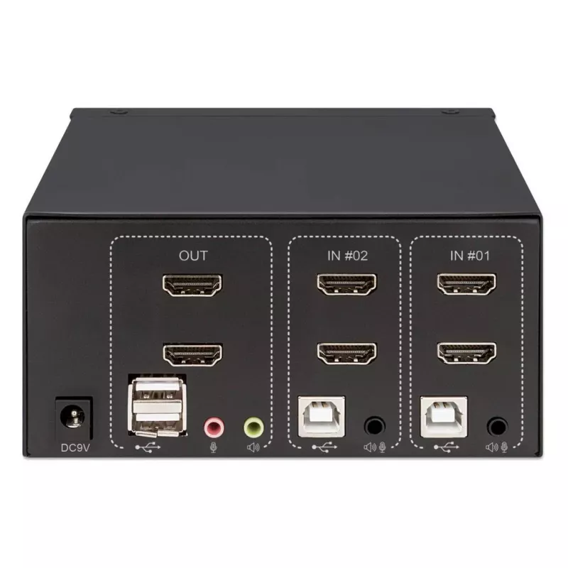 KVM Switch Manhattan 2-pordiline 4K HDMI USB Audio Juhtimine 2 Arvutit
