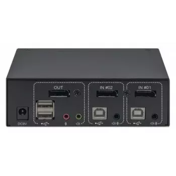 KVM-lüliti Manhattan DisplayPort 1.2 2-pordiline 4K@60Hz USB-A Audio