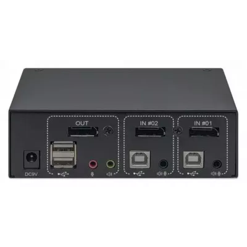 KVM-lüliti Manhattan DisplayPort 1.2 2-pordiline 4K@60Hz USB-A Audio