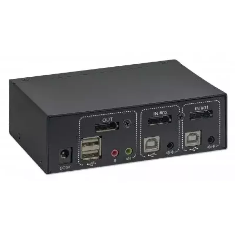 KVM-lüliti Manhattan DisplayPort 1.2 2-pordiline 4K@60Hz USB-A Audio