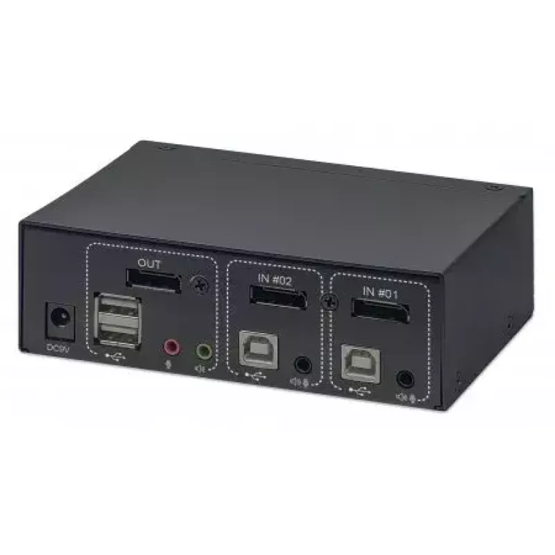 KVM-lüliti Manhattan DisplayPort 1.2 2-pordiline 4K@60Hz USB-A Audio