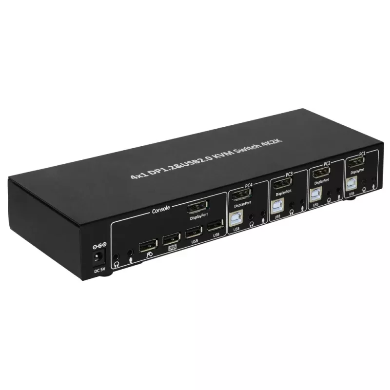 Techly IDATA DP-KVM4 KVM-lüliti Rack-paigaldus Must