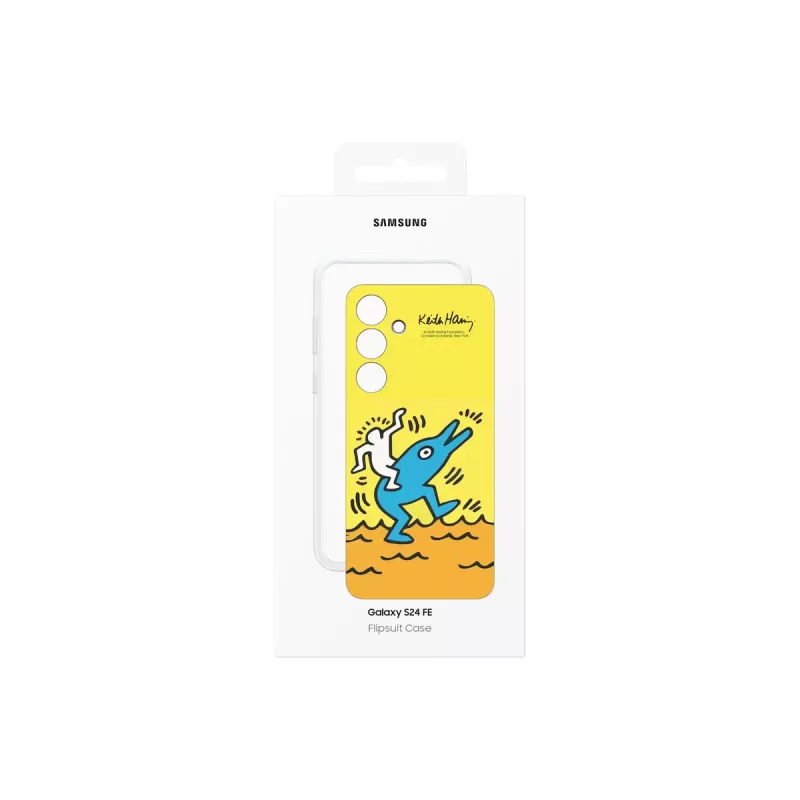 Ümbris Samsung Keith Haring Flipsuit Case S24 FE jaoks, kollane