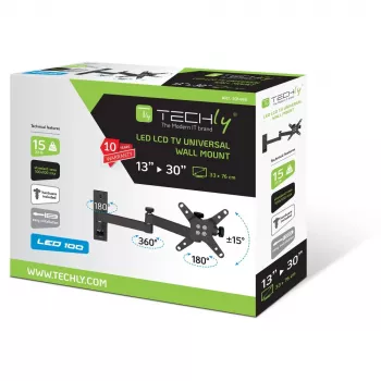 Techly 13-30 tolli seinakinnitus LED LCD TV-le kallutatav 3 liigendiga Must” ICA-LCD 104BK