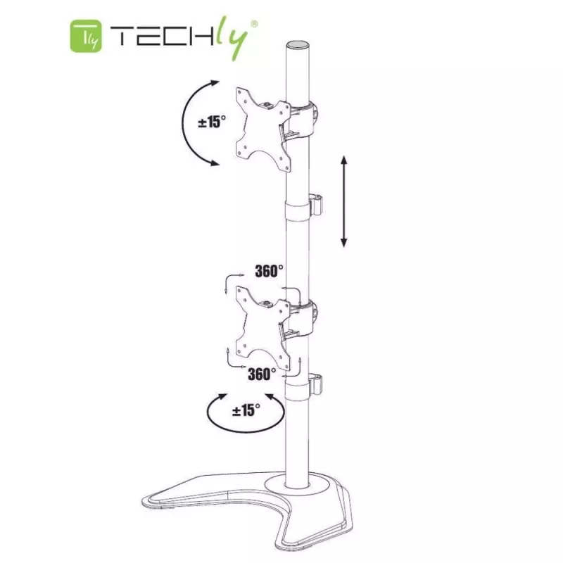 Techly ICA-LCD 2520V monitori kinnitus / alus 68,6 cm (27 tolli) Laud Must