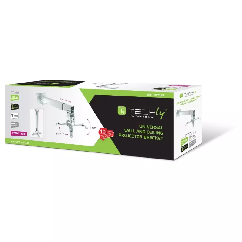 Techly ICA-PM 16 projektorikinnitus Lae-/seinakinnitused Hõbe