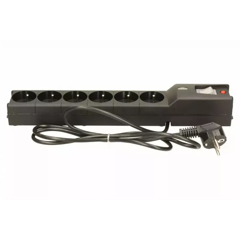 Liigpingekaitse lestar LX 610 G-A — 6 vahelduvvoolupesa, IEC 320, 1,5 m kaabel, 155 J, 230 V, must