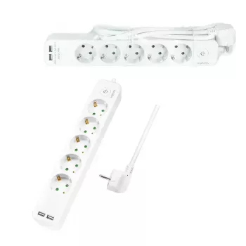 Pikendusjuhe LogiLink LPS249U 1,5 m 5 vahelduvvoolu pistikupesa siseruumidesse Valge