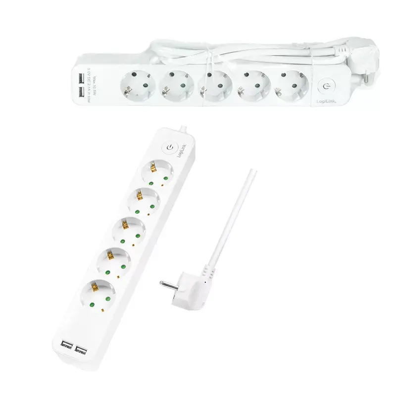 Pikendusjuhe LogiLink LPS249U 1,5 m 5 vahelduvvoolu pistikupesa siseruumidesse Valge