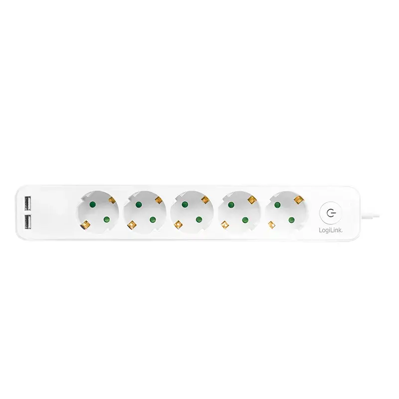 Pikendusjuhe LogiLink LPS249U 1,5 m 5 vahelduvvoolu pistikupesa siseruumidesse Valge