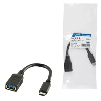 USB-kaabel LogiLink USB C - USB A 0,15m CU0098 Must