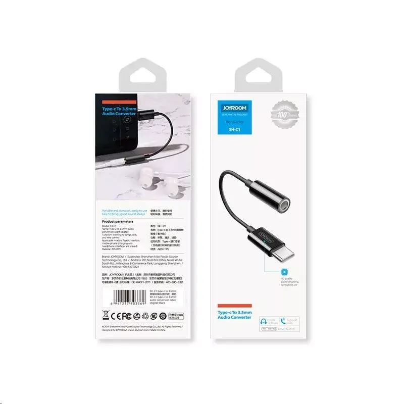Digitaalne audioadapter Joyroom SH-C1 USB-C kuni 3,5 mm – kompaktne 5 g