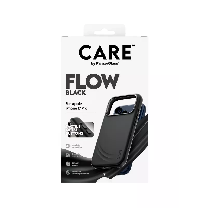 Kaitseümbris PanzerGlass CARE by Feature FLOW ümbris Must MagSafe'iga ühilduv iPhone 17 Pro jaoks