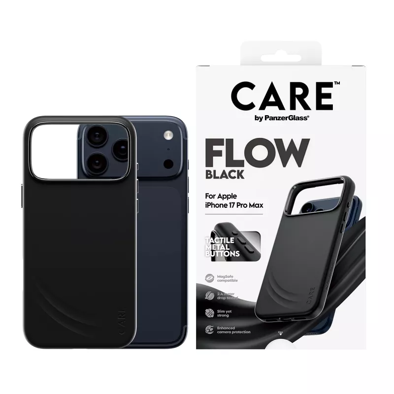 Kaitsev telefoniümbris PanzerGlass CARE by Feature FLOW iPhone 17 Pro Max jaoks, kate, must, MagSafe-iga ühilduv