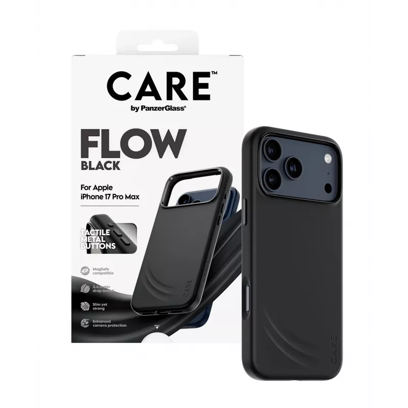 Kaitsev telefoniümbris PanzerGlass CARE by Feature FLOW iPhone 17 Pro Max jaoks, kate, must, MagSafe-iga ühilduv