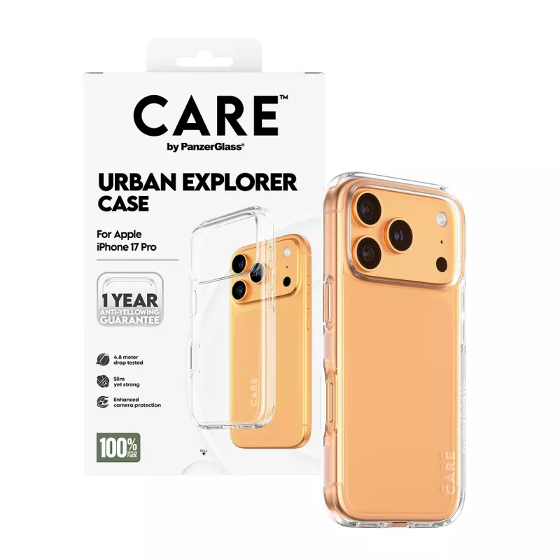 Kaitseümbris PanzerGlass CARE by Flagship Case läbipaistev Urban Explorer selge raamiga iPhone 17 Pro jaoks