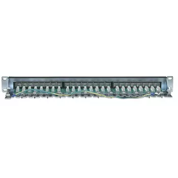 Intellinet Patch Panel, Cat6, FTP, 24-Port, 1U, Varjestatud, 90° ülalt sisenevad läbilöögiklemmid, Must