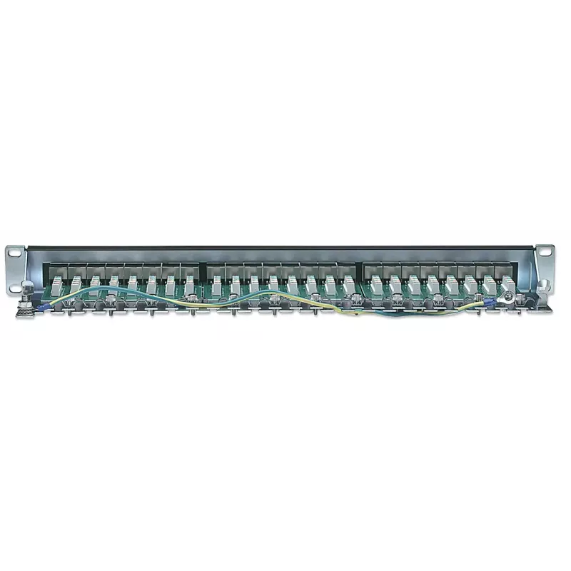 Intellinet Patch Panel, Cat6, FTP, 24-Port, 1U, Varjestatud, 90° ülalt sisenevad läbilöögiklemmid, Must