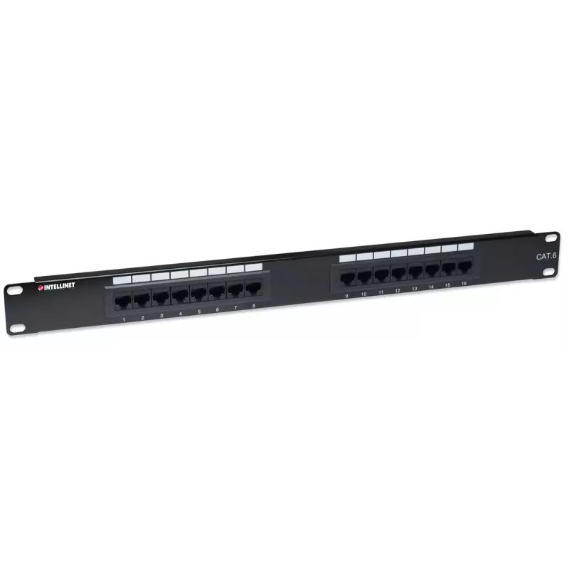 Intellinet Patch Panel, Cat6, UTP, 16-pordiline, 1U, must