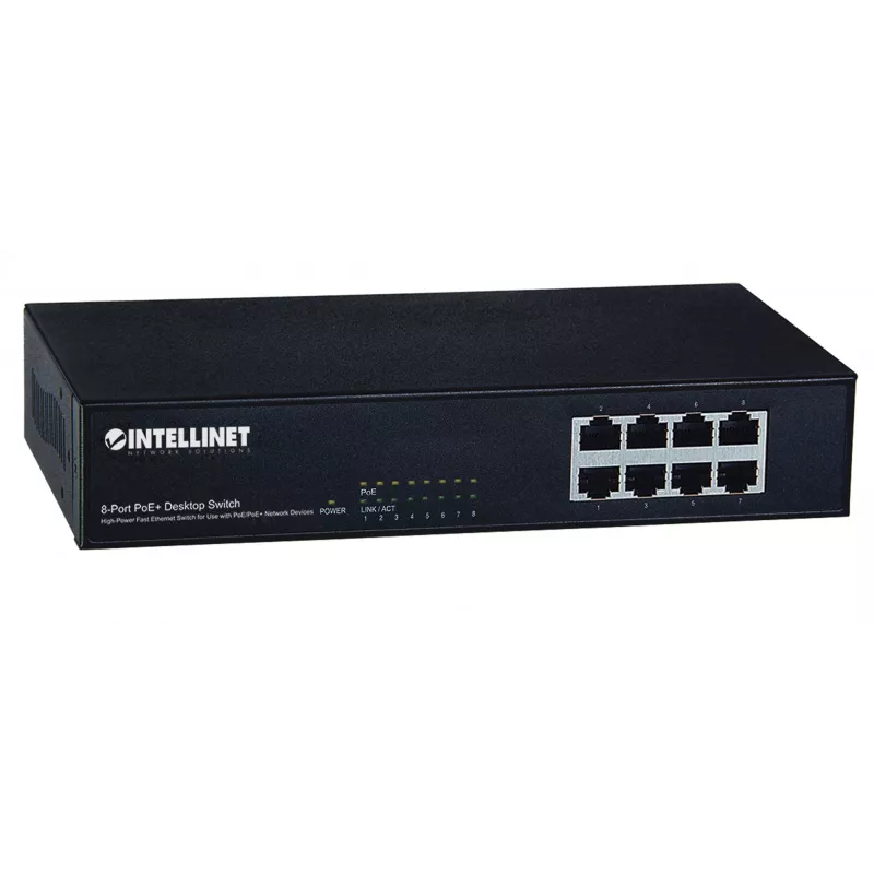 Lüliti, Intellinet 8-pordine Fast Ethernet PoE+ lüliti, 8 x PoE porti, 1,6 Gbit/s