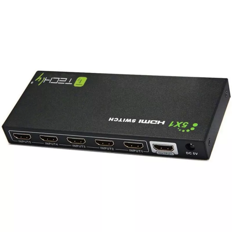 Techly 5 IN 1 OUT HDMI lüliti kaugjuhtimispuldiga, 4Kx2K, 3D IDATA HDMI-4K51