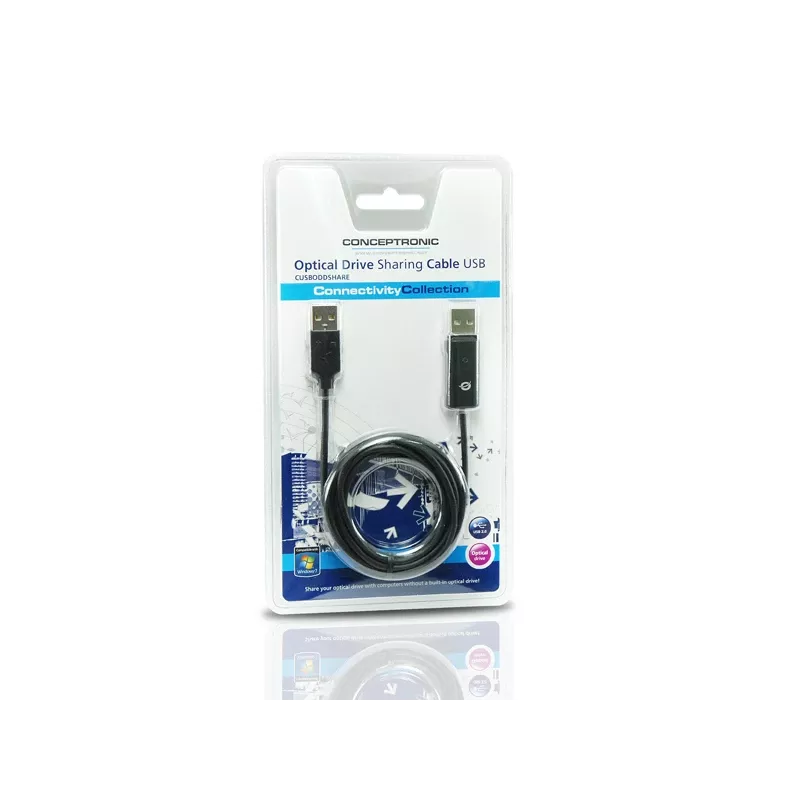 Conceptronic optilise draivi jagamiskaabel USB, 1,8 m, must, USB A, USB A, isane/isane, 20 g
