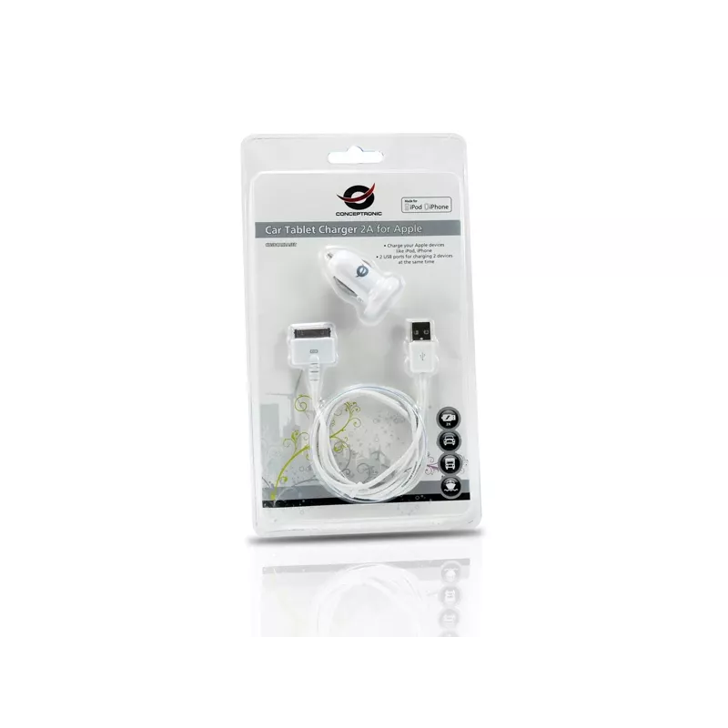 Conceptronic Car Tablet Charger 2A Apple'ile, Auto, Sigaretisüütaja, 5 V, Valge