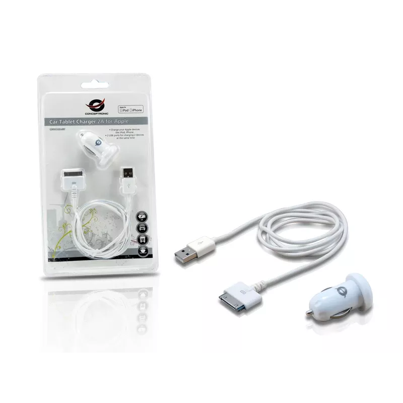 Conceptronic Car Tablet Charger 2A Apple'ile, Auto, Sigaretisüütaja, 5 V, Valge