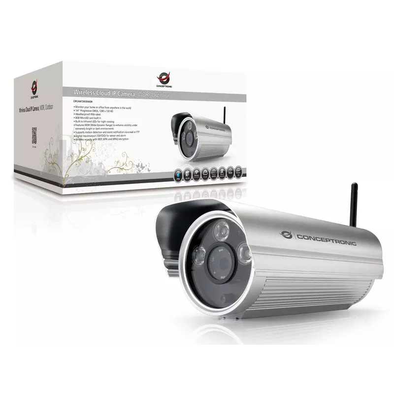 Conceptronic Wireless Cloud IP Camera, WDR, Outdoor, Bullet, Hiina, 100 mm, 247 mm, 95 mm, 1.13 kg