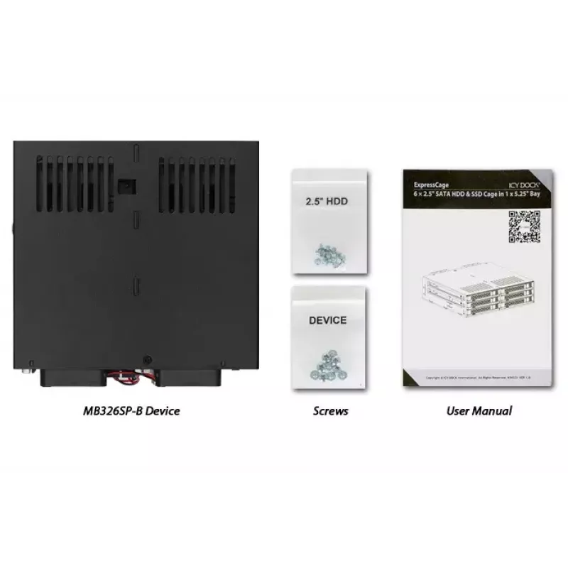 Kettamassiiv Icy Dock MB326SP-B 0 TB Rack 1U Must
