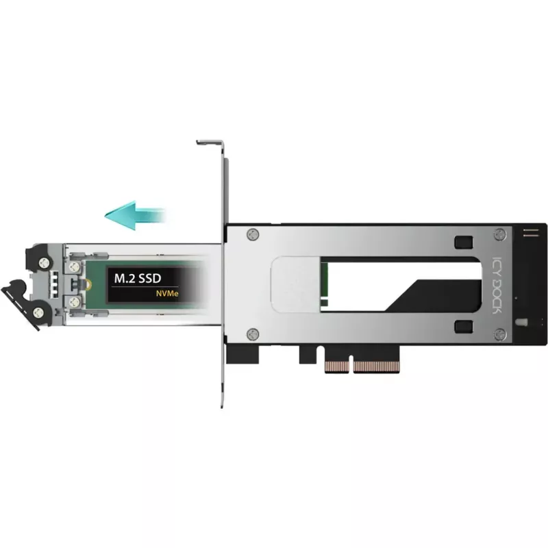 PCIe NVMe M.2 adapterkaart Icy Dock MB840M5P-B, must/hõbedane