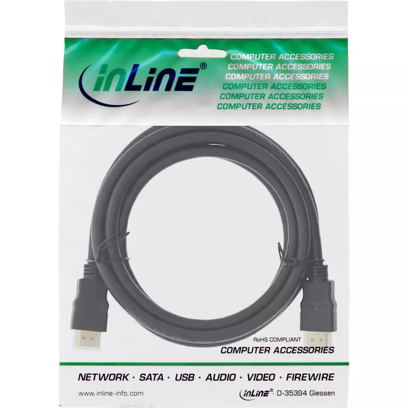 InLine High Speed HDMI kaabel with Ethernet Premium 4K2K isane / isane must 2 m