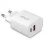 Indoor charger Lindy 73413 — universal AC 100–240V, output 12V 3A, USB-A + USB-C, Valge
