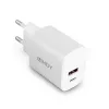 Indoor charger Lindy 73413 — universal AC 100–240V, output 12V 3A, USB-A + USB-C, Valge
