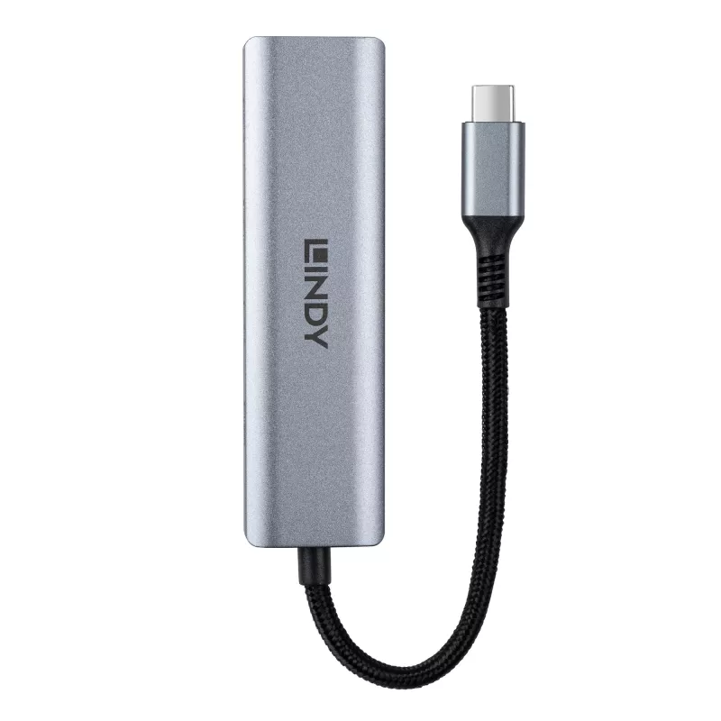 Lindy 4-pordiline USB 3.2 Gen 2 USB-C jaotur, USB 3.2 Gen 2 (3.1 Gen 2) USB-C, USB 3.2 Gen 2 (3.1 Gen 2) USB-C, 10000 Mbit/s, Hall, Alumiinium, Plast, Ümarkaabel