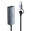 Lindy USB 3.2 Gen 1 kuni 5G Etherneti muundur, USB 3.2 Gen 2 (3.1 Gen 2) USB-C, 5000 Mbit/s, hall, alumiinium, plast, ümarkaabel, 0,15 m