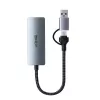 Lindy USB 3.2 Gen 1 kuni 5G Etherneti muundur, USB 3.2 Gen 2 (3.1 Gen 2) USB-C, 5000 Mbit/s, hall, alumiinium, plast, ümarkaabel, 0,15 m
