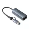 Lindy USB 3.2 Gen 1 kuni 5G Etherneti muundur, USB 3.2 Gen 2 (3.1 Gen 2) USB-C, 5000 Mbit/s, hall, alumiinium, plast, ümarkaabel, 0,15 m