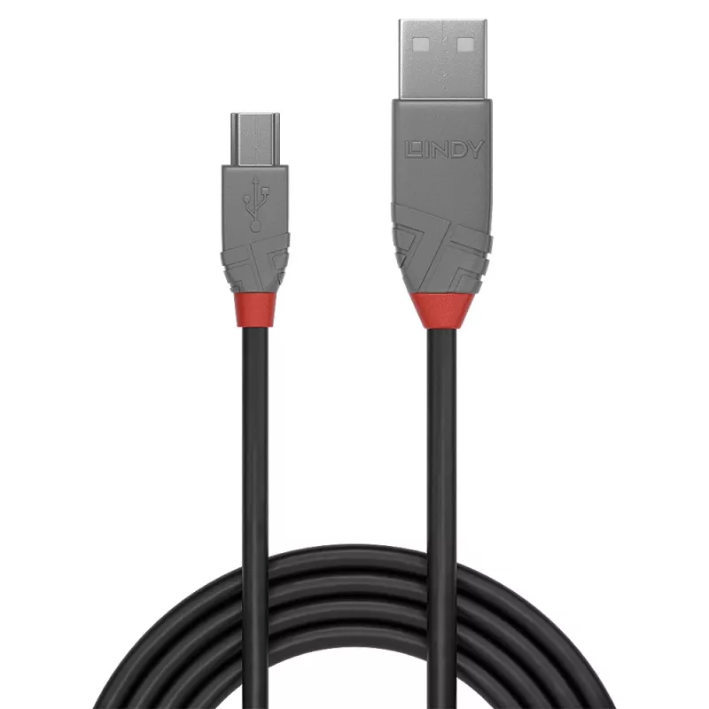Lindy 2m USB 2.0 tüüp A – Mini-B kaabel, Anthra Line