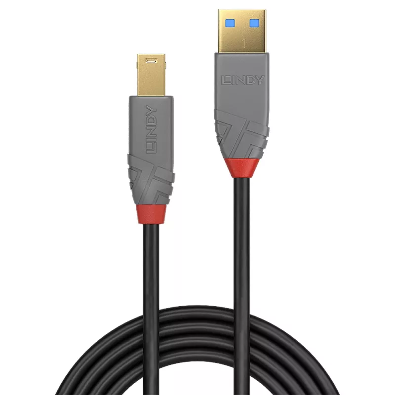 Lindy 2m USB 3.2 Type A to B kaabel, 5Gbps, Anthra Line