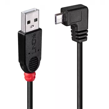 Lindy USB 2.0 kaabel 1m – tüüp A Micro-B-le, 90-kraadine täisnurk